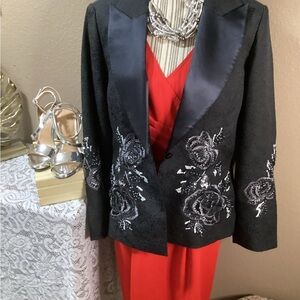 The Look by Randolph Duke Black Dress W/Silver Embroidery